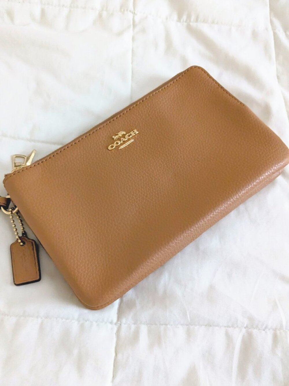 Coach Madison Double Corner Zip Wallet Wristlet Light Saddle Brown Style F87587 - Picture 2 of 9